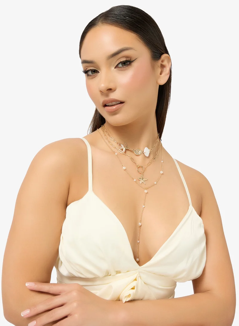 Ginger Gold Drop Down Necklace